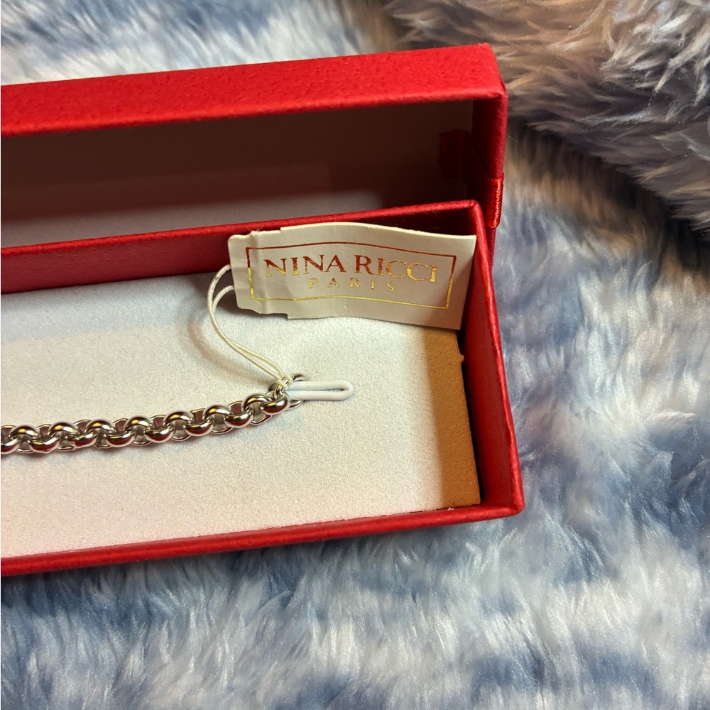 Nina Ricci Paris Celestial Silver & Gems Sun & Moon Design Bracelet New in Box - Picture 3 of 4